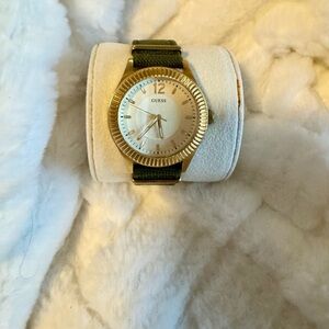 Guess Gold Case with Green Strap Women's Watch
